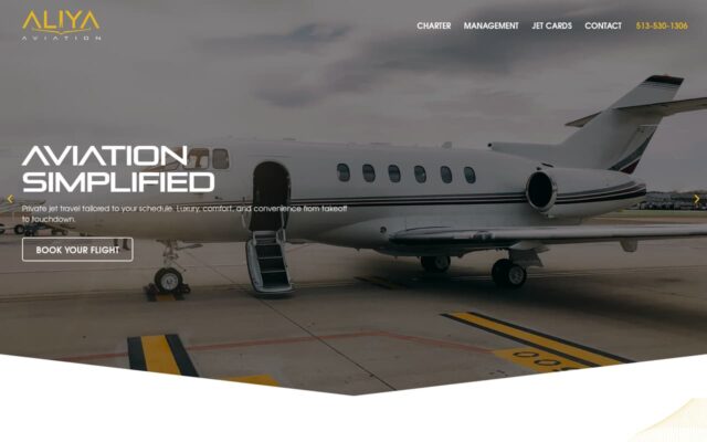 Screenshot of the Aliya Aviation website