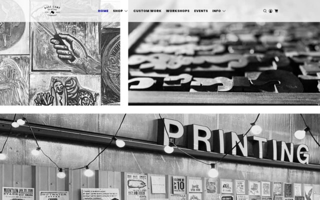 Screenshot of the Basecamp Printing website