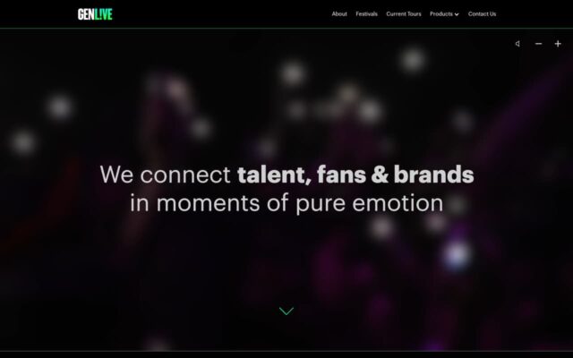 Screenshot of the Generation Live website