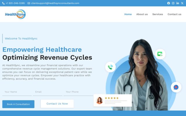 Screenshot of the HealthSync Consultants website