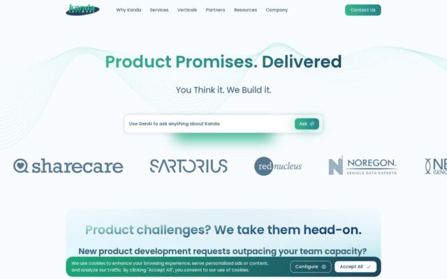 Screenshot of the Kanda Software website