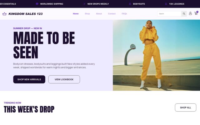 Screenshot of the Kingdom Sales website