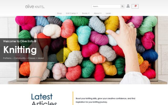 Screenshot of the Olive Knits website