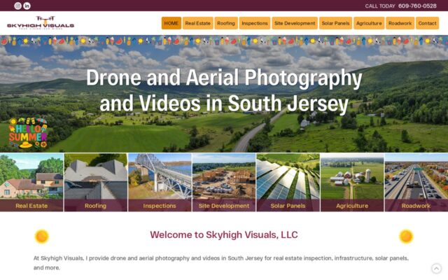 Screenshot of the Sky High Visuals website