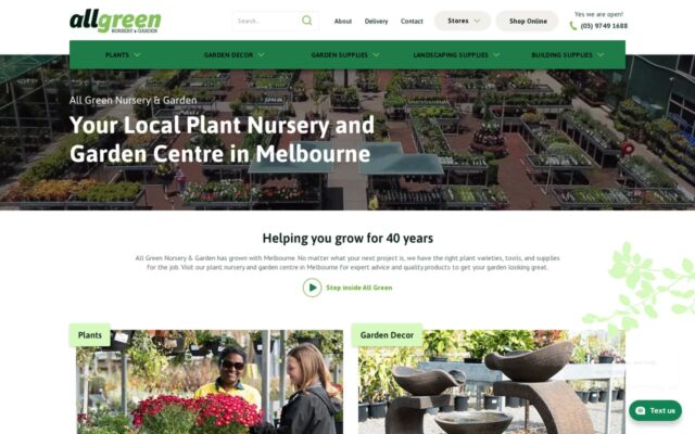 Screenshot of the All Green website