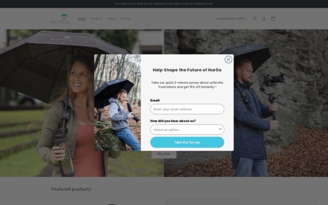 Screenshot of the Huriia website