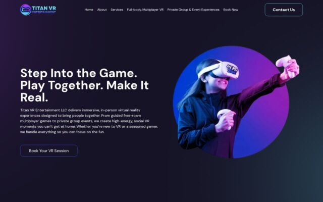 Screenshot of the Titan VR Entertainment website