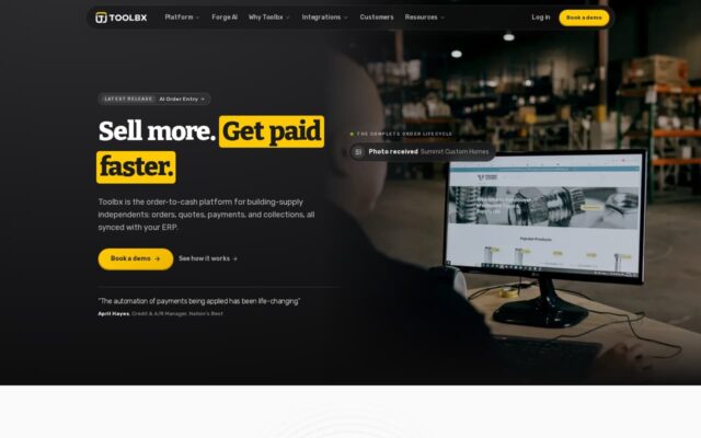 Screenshot of the TOOLBX website
