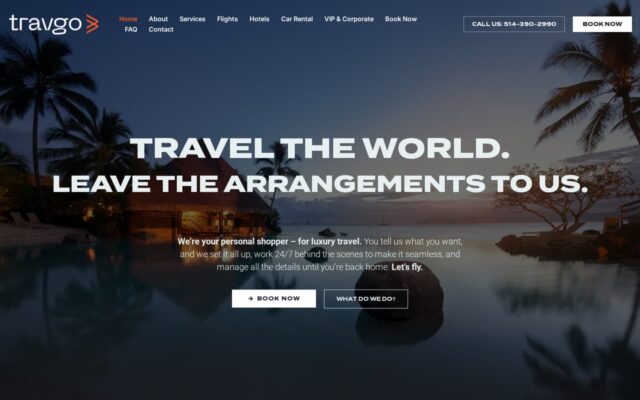 Screenshot of the TravGo website